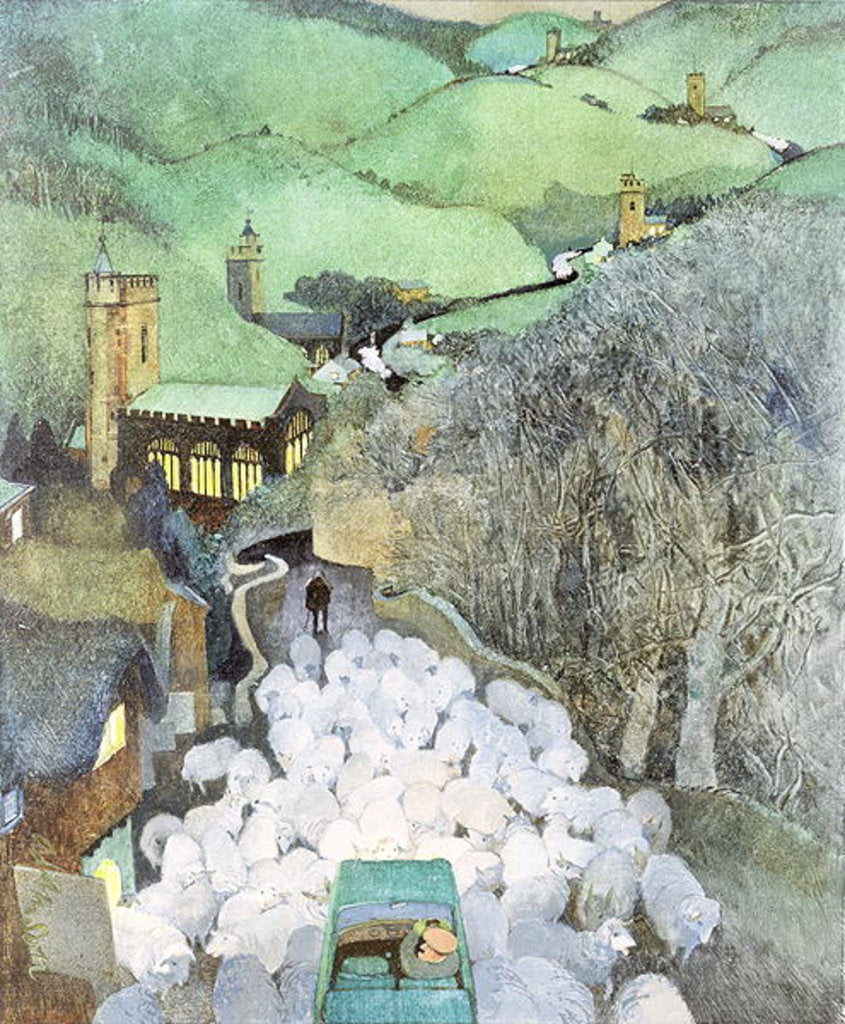 Detail of Sheep on the Road by George Adamson