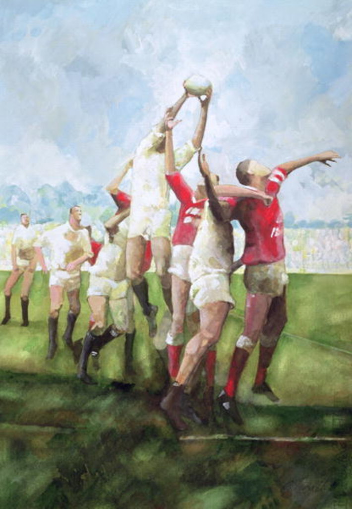 Detail of Rugby Match: Llanelli v Swansea, Line Out, 1992 by Gareth Lloyd Ball