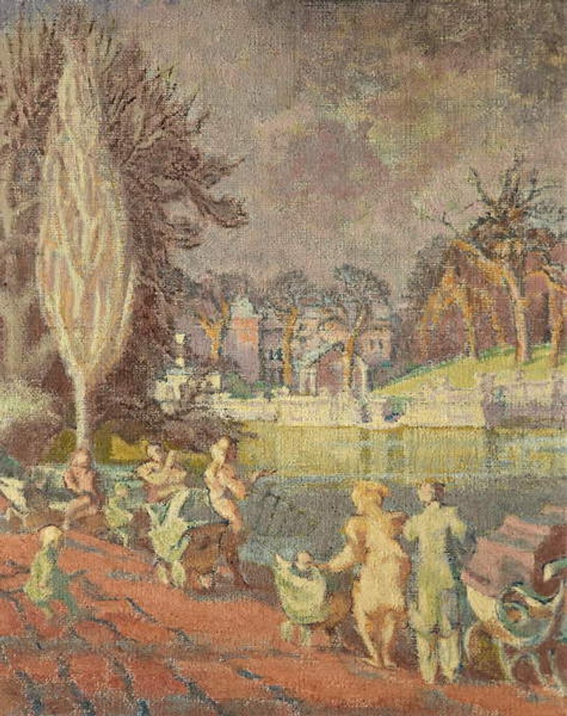 Detail of The Serpentine in Spring, Hyde Park, London by Therese Lessore