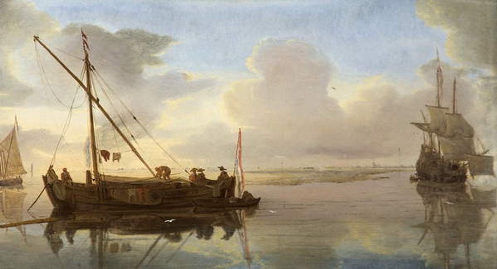 Detail of River Scene with Boats, 1668 by Willem van de the Younger Velde