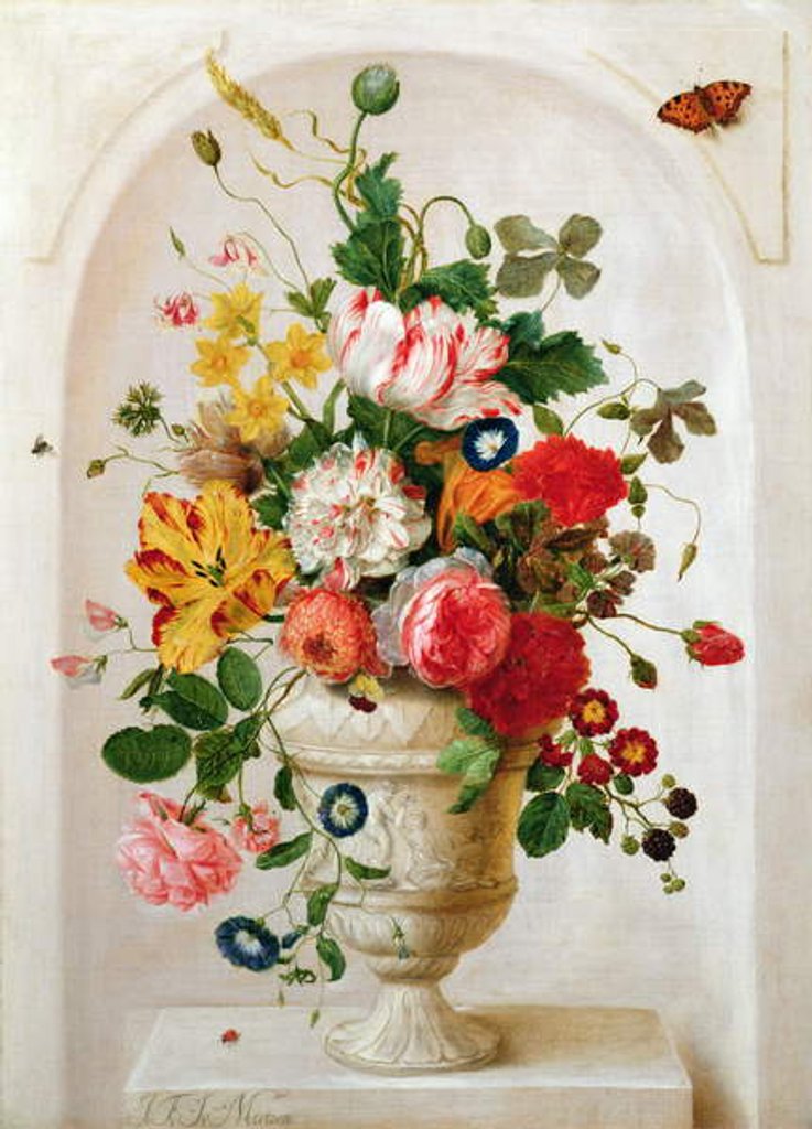 Detail of An Urn of Flowers in an Alcove by Jan Frans Josephus Mertens