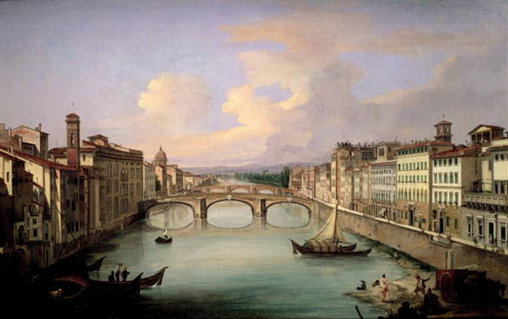 Detail of Florence from the Ponte Vecchio by Giovanni Signorini