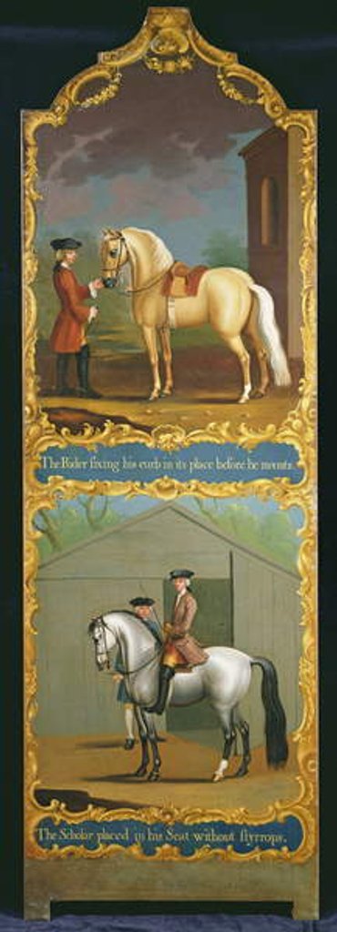 Detail of The Rider Fixing his Curb in its Place before he Mounts and The Scholar Placed in his Seat without Styrrops, c.1750 by Thomas of Pall Mall Butler