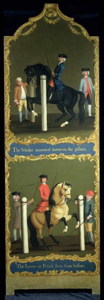 Detail of The Scholar Mounted between the Pillars, and The Levee or Pesade Seen from Before, c.1750 by Thomas of Pall Mall (attr. to) Butler