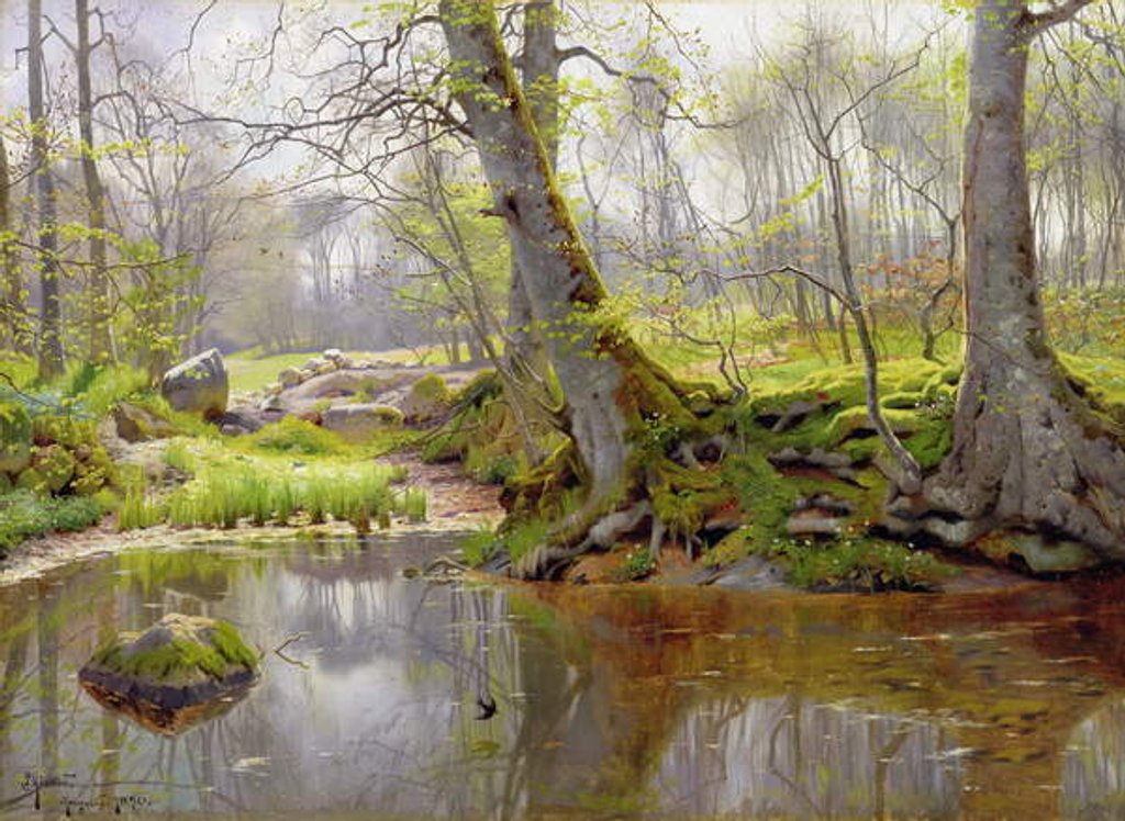 Detail of Woodland Pond, 1890 by Peder Monsted