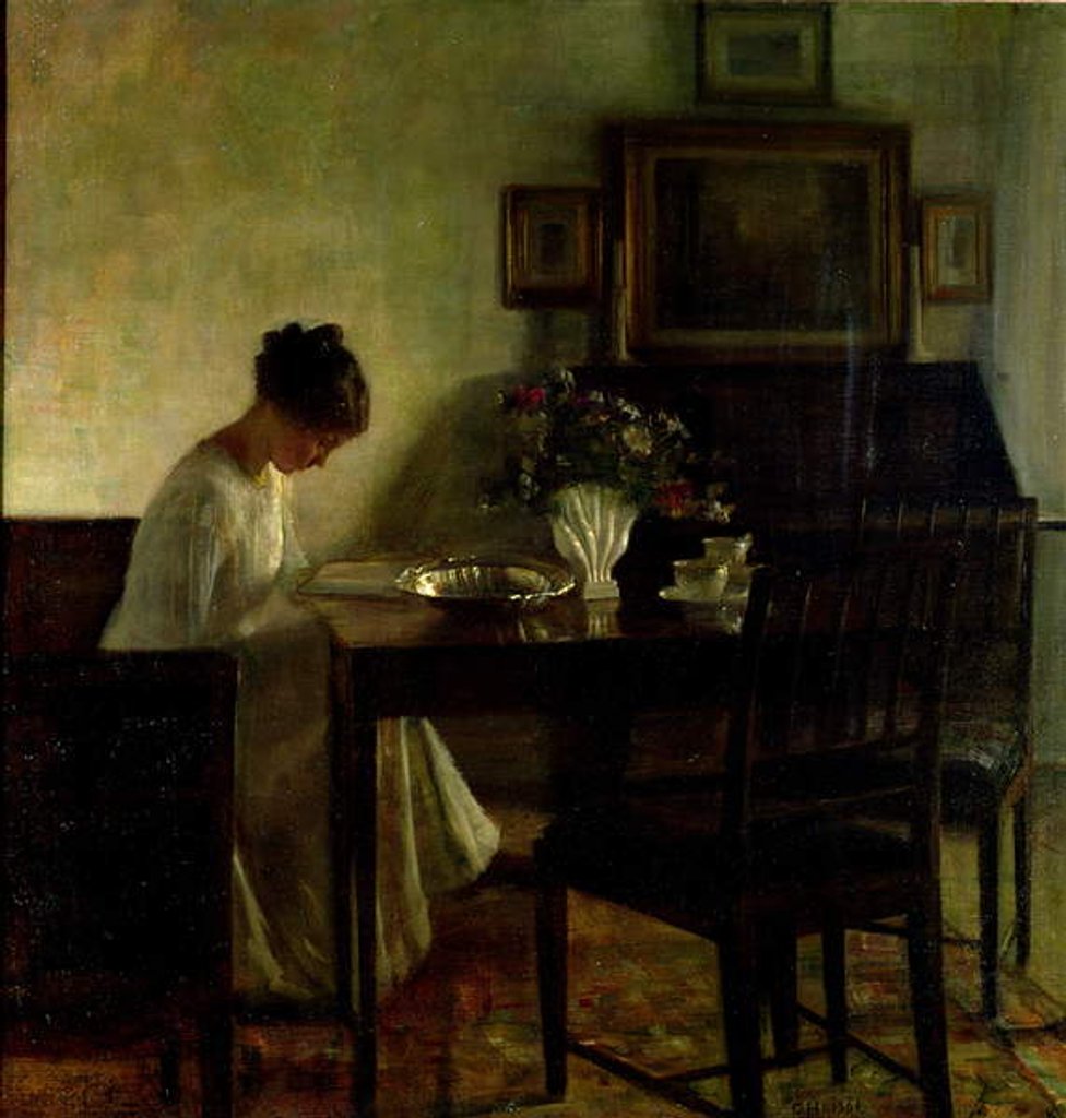 Detail of Girl Reading in an Interior by Carl Holsoe