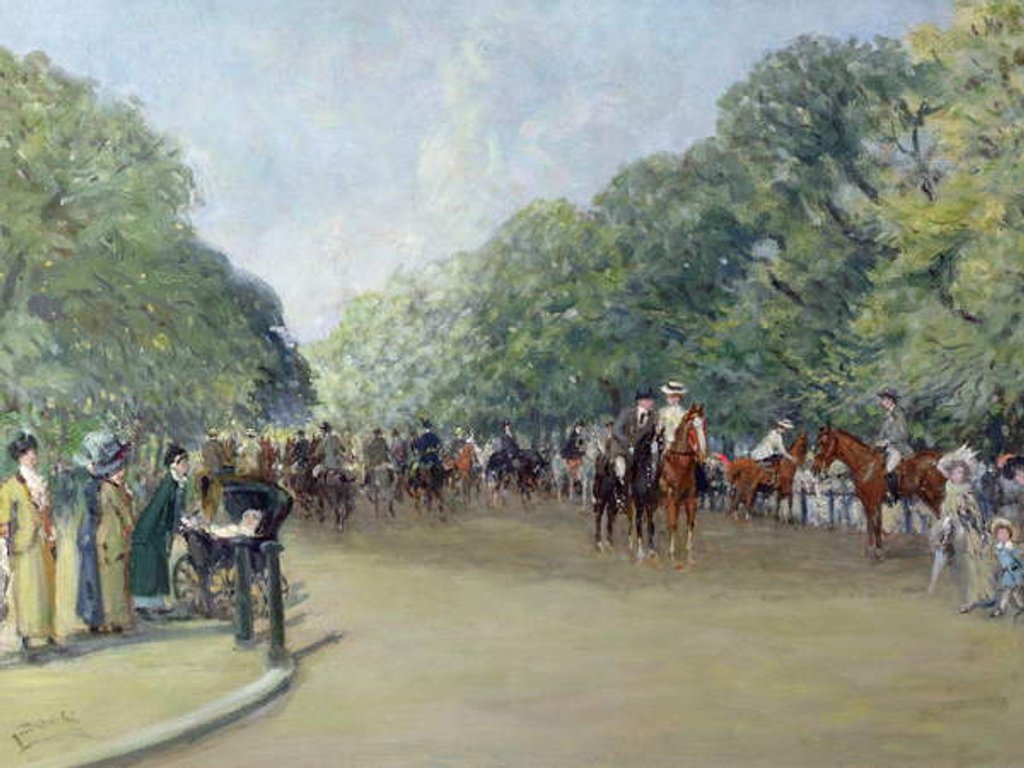 Detail of View of Hyde Park with Figures on Rotten Row by Albert Jnr. Ludovici