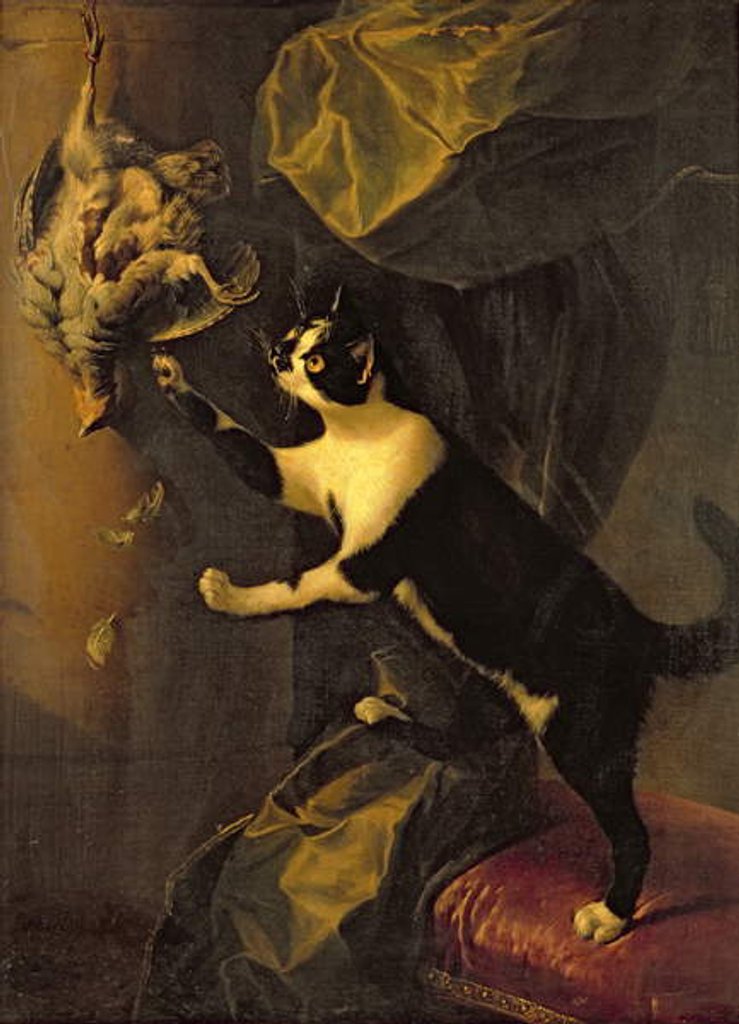 Detail of Cat and Dead Game by Alexandre-Francois Desportes