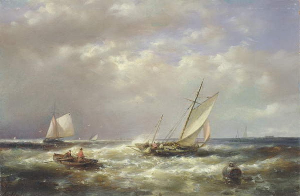 Detail of Fishing Boats off the Coast by Abraham Hulk