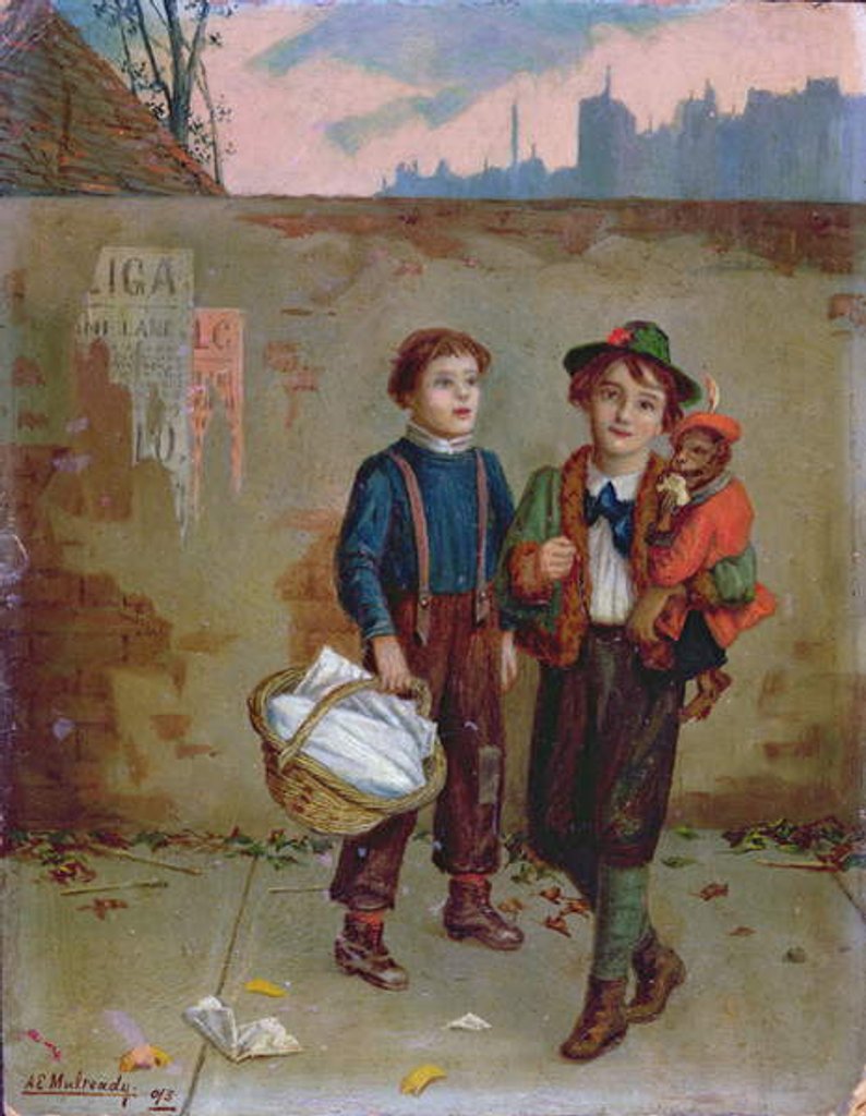 Detail of Beggars and a Monkey, 1893 by Augustus Edward Mulready