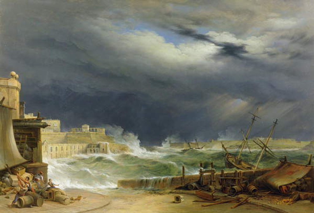 Detail of Storm, Malta, 1850 by John or Giovanni Schranz