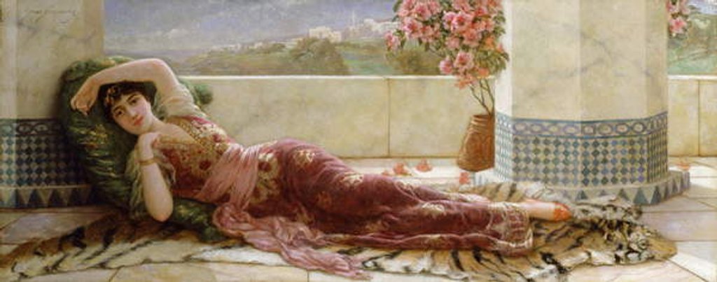 Detail of Classical Reclining Girl by Emile Eismann Semenowski