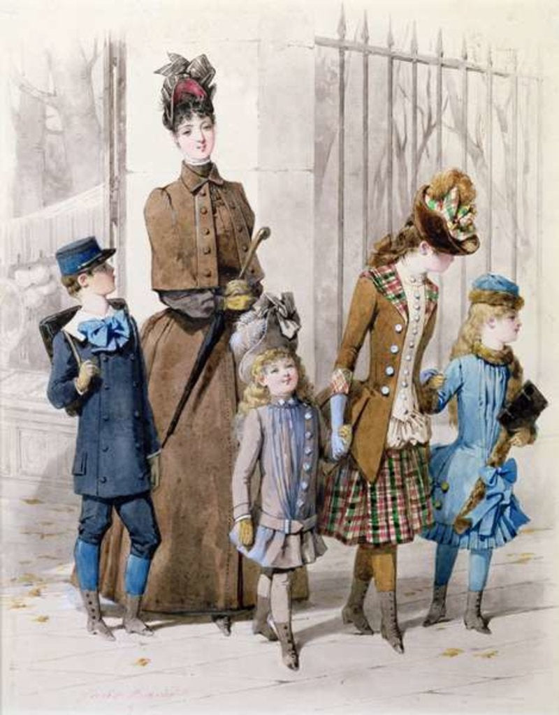 Detail of Mother and children in walking dress by Jules David