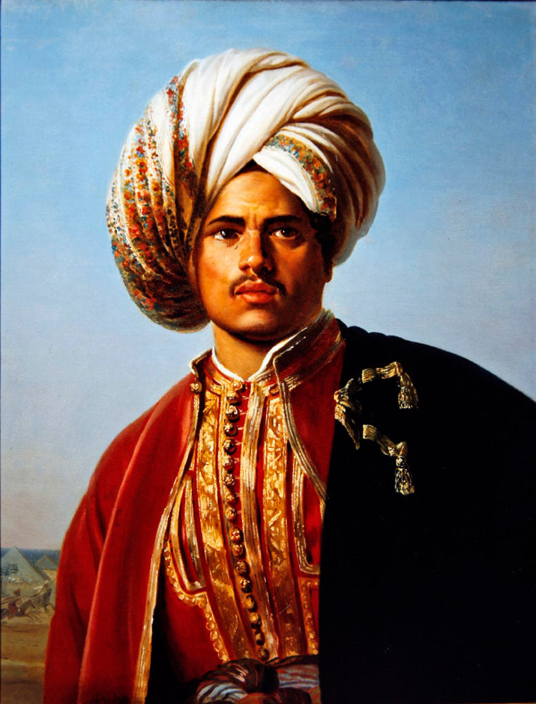 Detail of Ottoman turbanned warrior by Francois Henri Alexandre La Fond