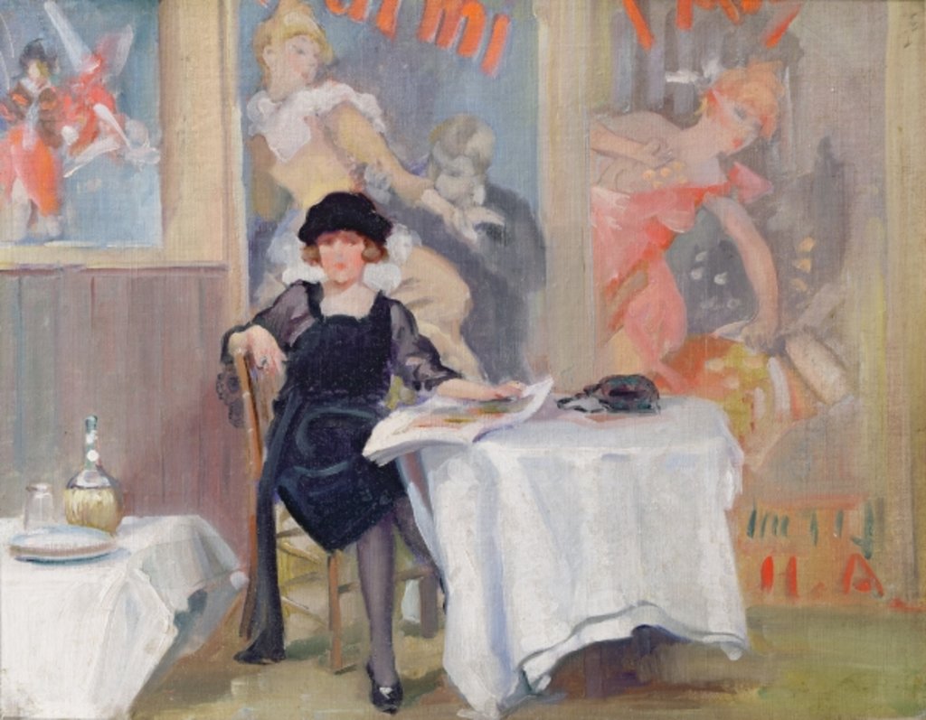 Detail of Lady at a Cafe table by Harry J. Pearson