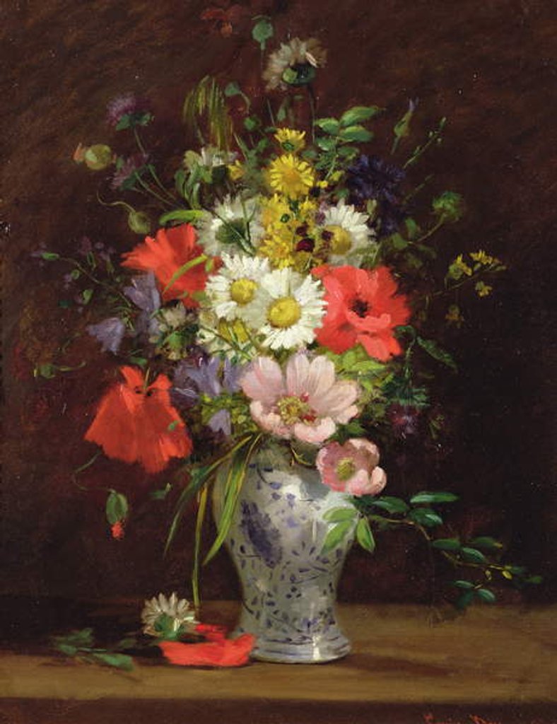 Detail of Still life with flowers in a vase, c.1866 by Louise Darru
