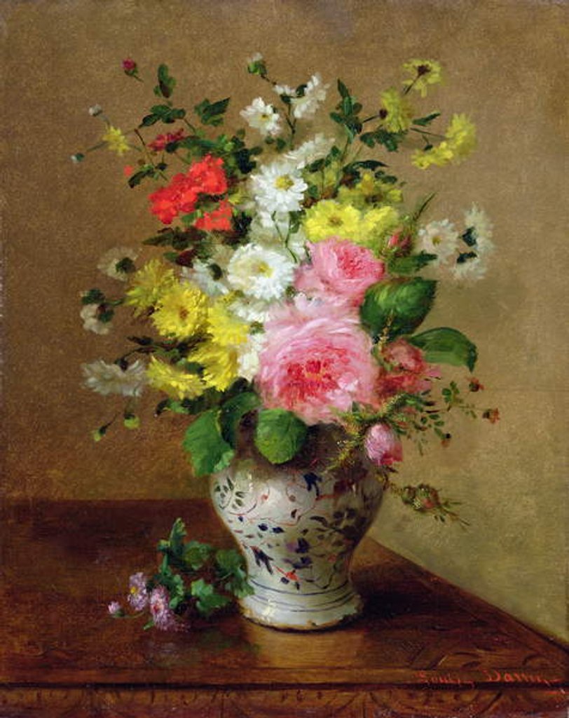 Detail of Still life with flowers in a vase, c.1866 by Louise Darru