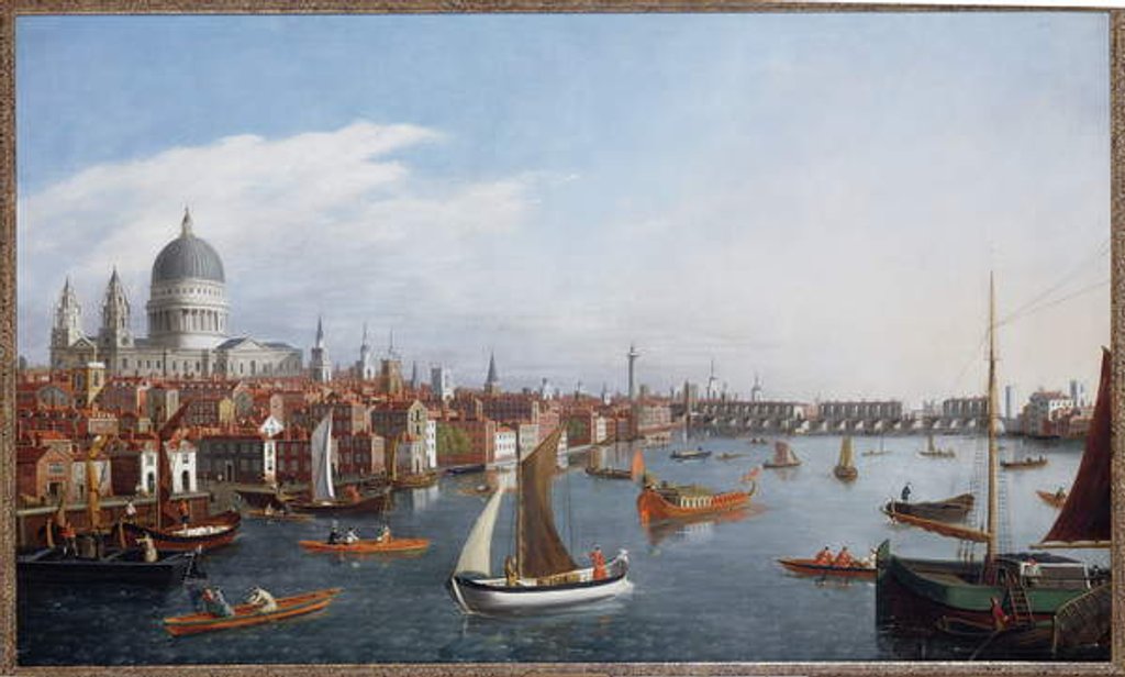 Detail of View of the River Thames with St. Paul's and Old London Bridge by William James