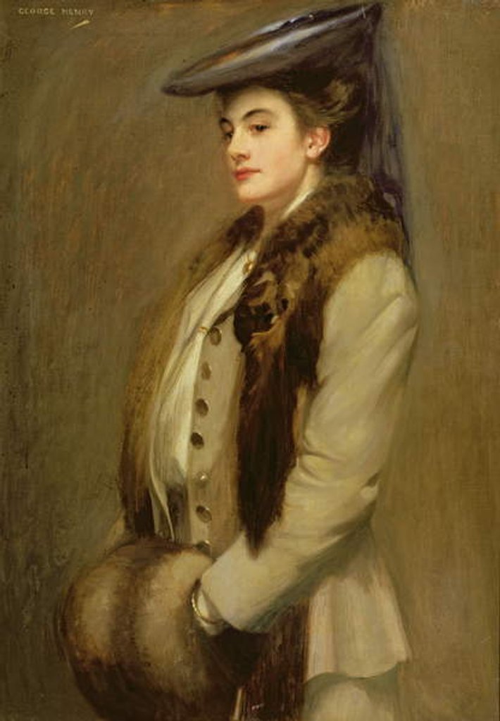 Detail of Portrait of a lady with fur stole and muff by George F. Henry