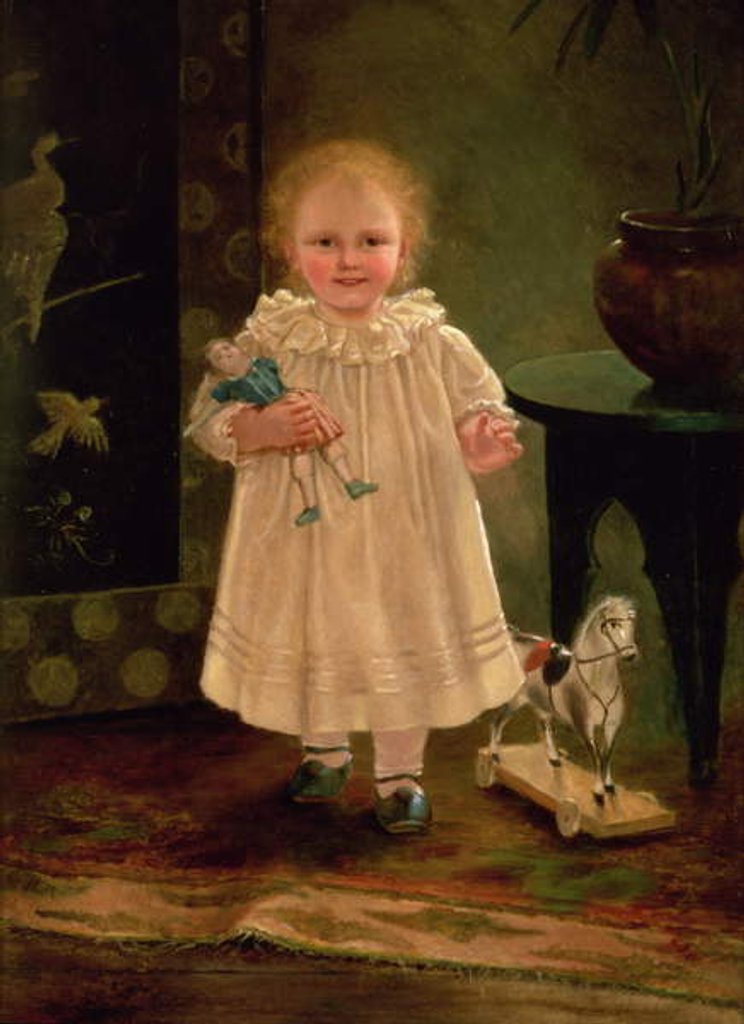 Detail of Child with a doll and a toy horse, c.1840 by English School