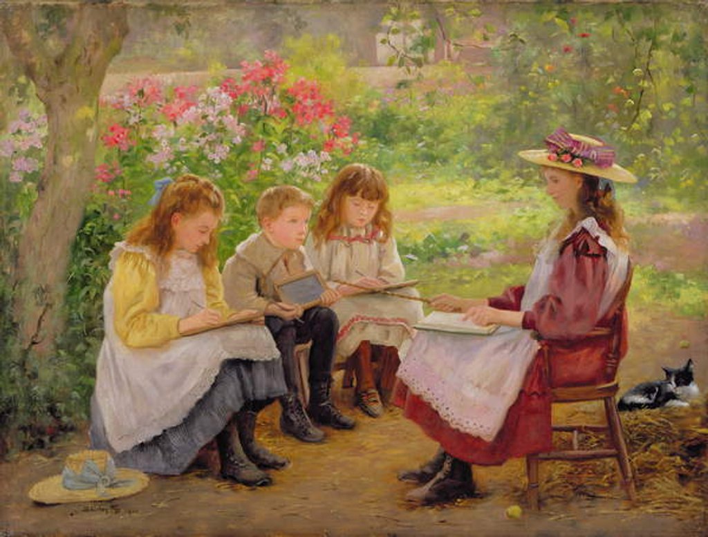 Detail of Lesson in the Garden, 1900 by Ada Shirley-Fox
