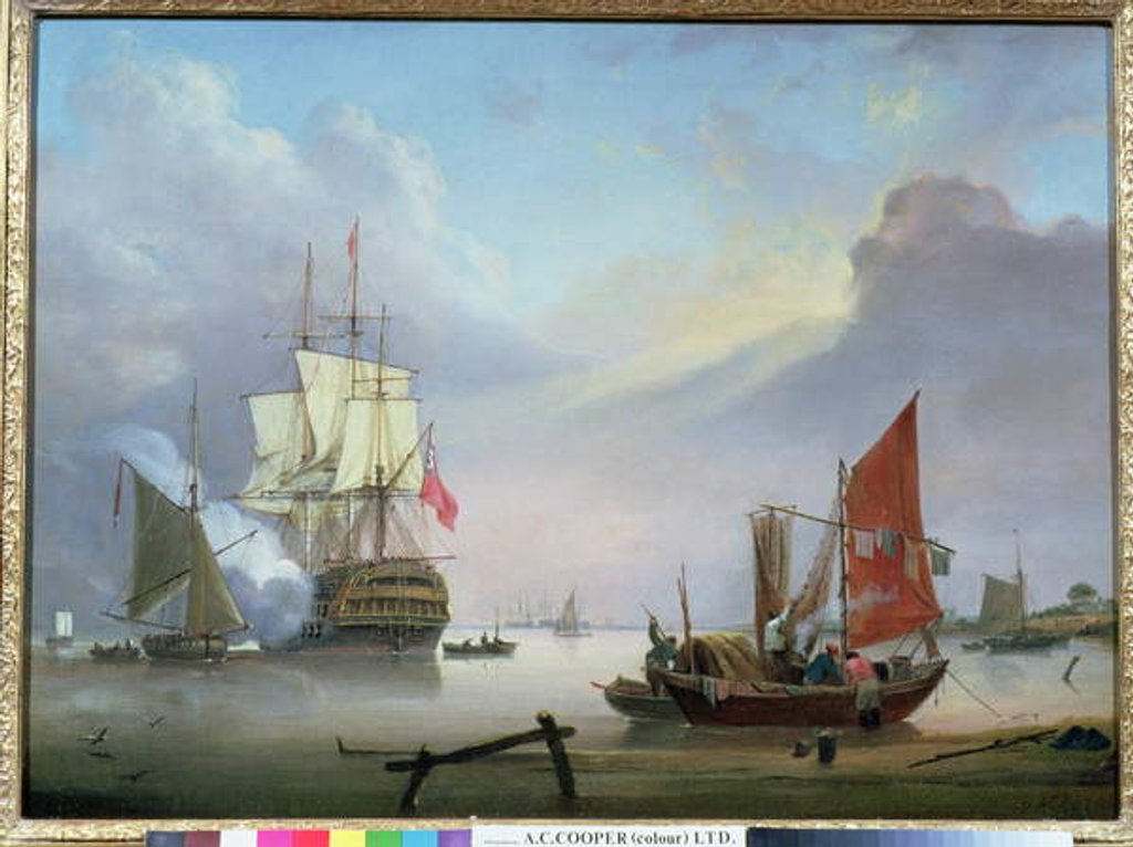 Detail of British Man-o'-War off the coast by George Webster