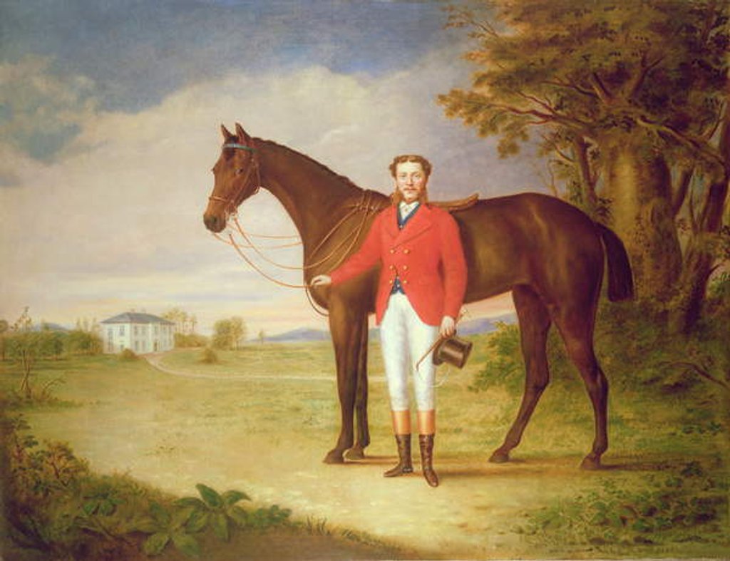 Detail of Portrait of a gentleman with his horse, c.1840 by English School