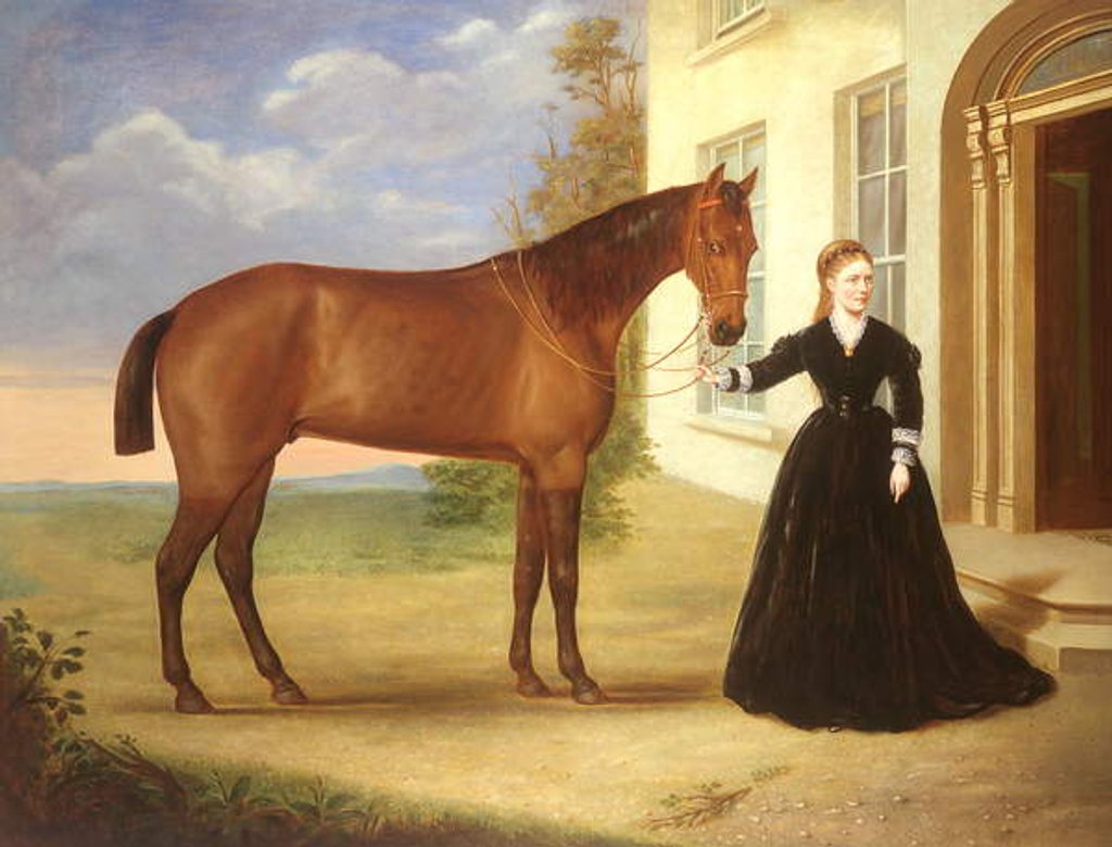 Detail of Portrait of a lady with her horse, c.1840 by English School