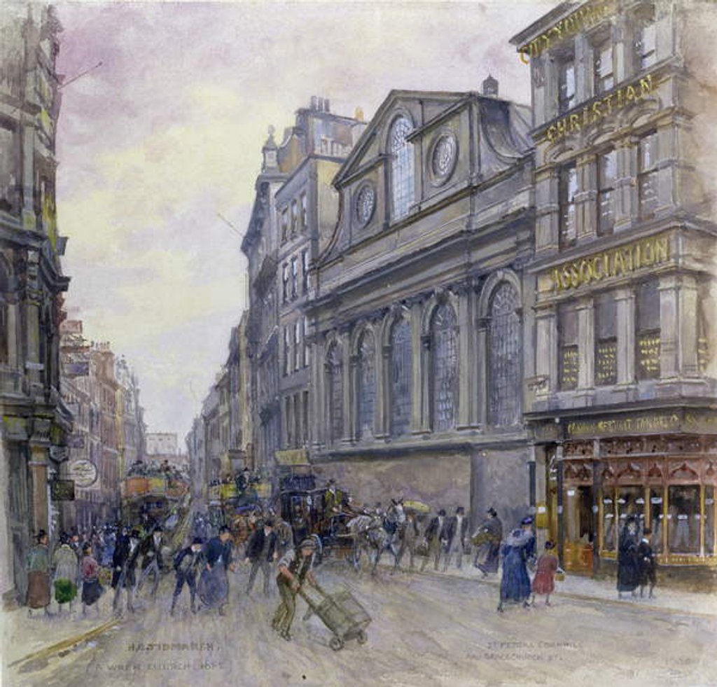 Detail of St. Peter's Cornhill and Gracechurch Street, London, 1900 by Henry Edward Tidmarsh