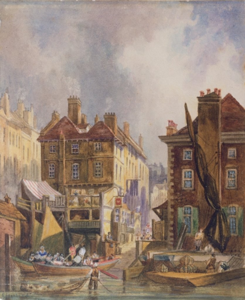 Detail of Old Hungerford Market from the river, London, c.1810 by George Sidney Shepherd