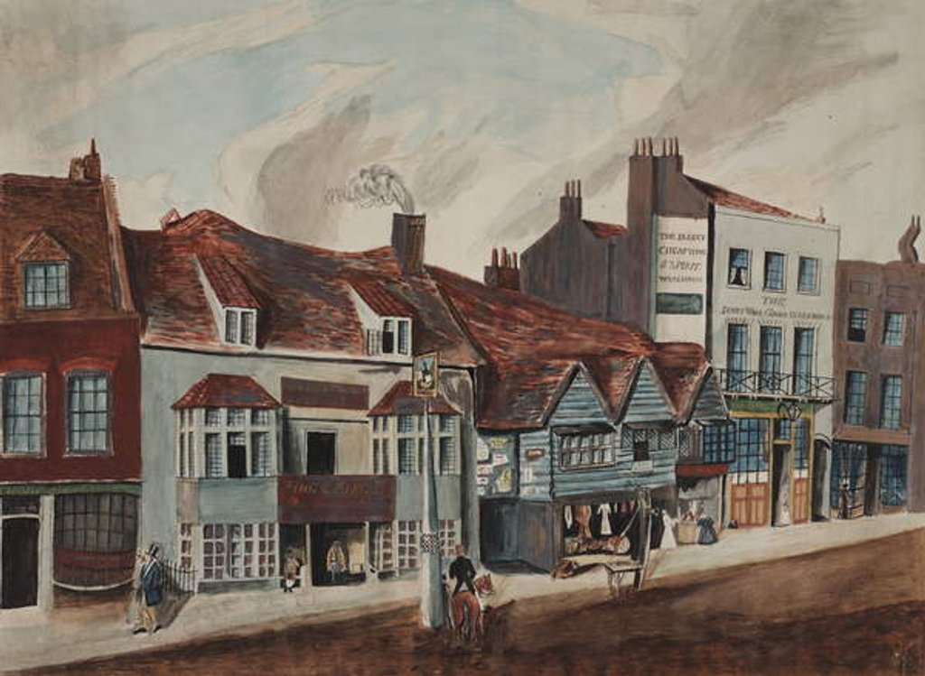 Detail of View of Newington Butts, Southwark showing the George Tavern and shop fronts, c.1825 by English School