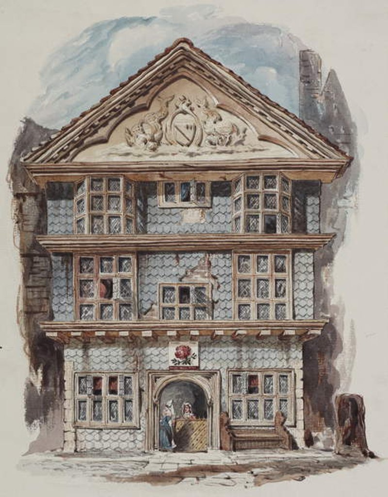 Detail of Retrospective view of the Rose Tavern, Fenchurch Street in 1730, c.1805 (w/c on paper by C. Williams