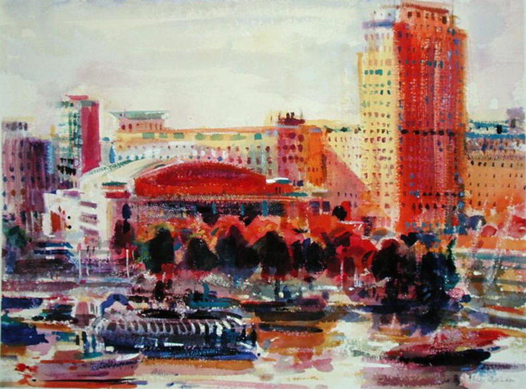 Detail of The South Bank, 2002 by Peter Graham