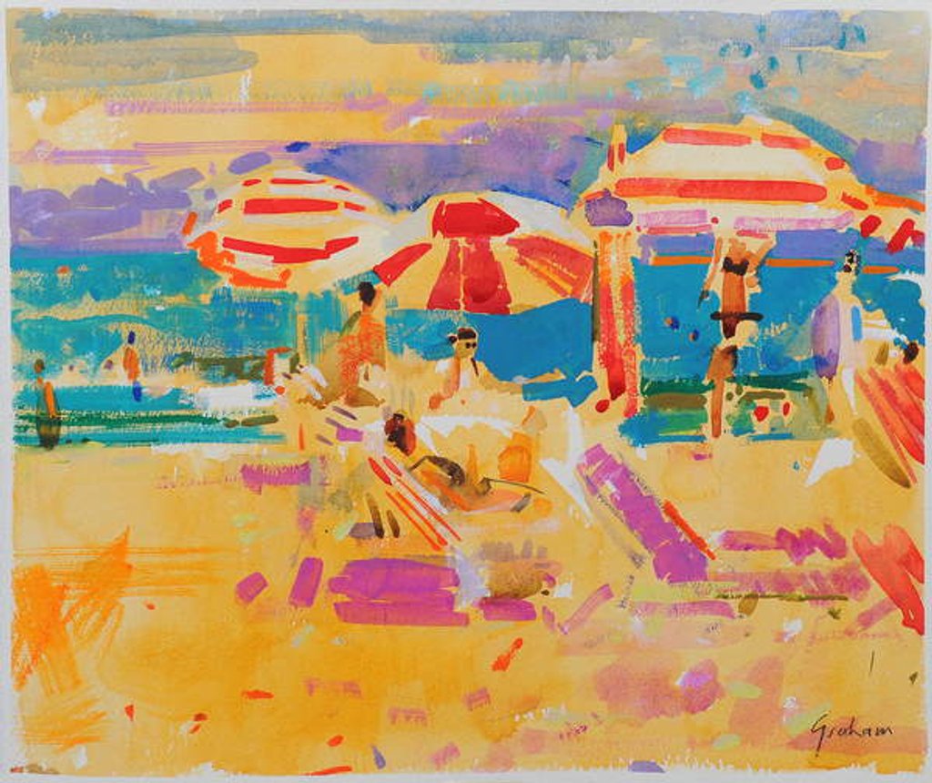 Detail of Red Parasols, Miami by Peter Graham