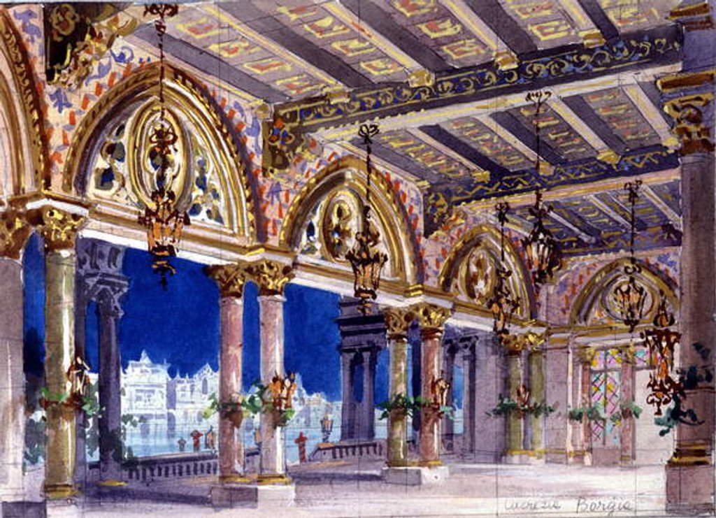 Detail of Set design for the opera 'Lucrezia Borgia' by Gaetano Donizetti, Milan, 1833 by Italian School