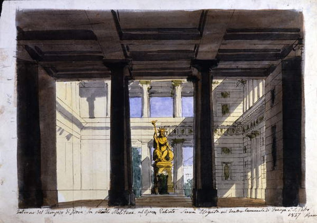 Detail of Set Design for 'Poliuto', Teatro Comunale, Faenza, 1857 by Italian School