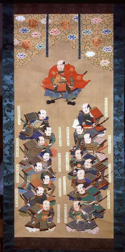 Detail of Shogun of the Tokugawa family with the 16 noble Samurai, 17th century by Japanese School