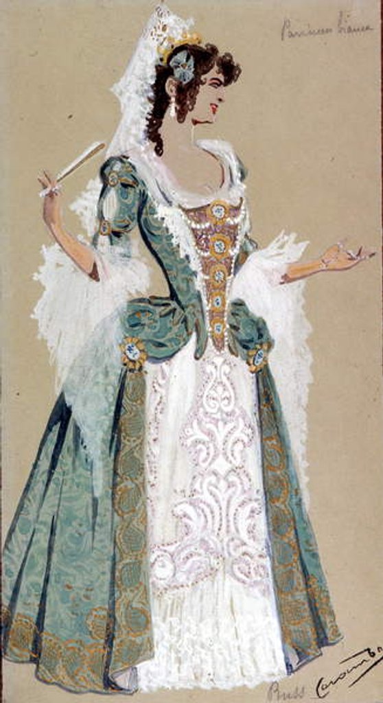 Detail of Costume design for the Countess Almaviva by Luigi Sapelli Caramba