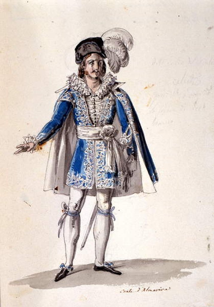 Detail of Costume design for the Count Almaviva by Luigi Sapelli Caramba