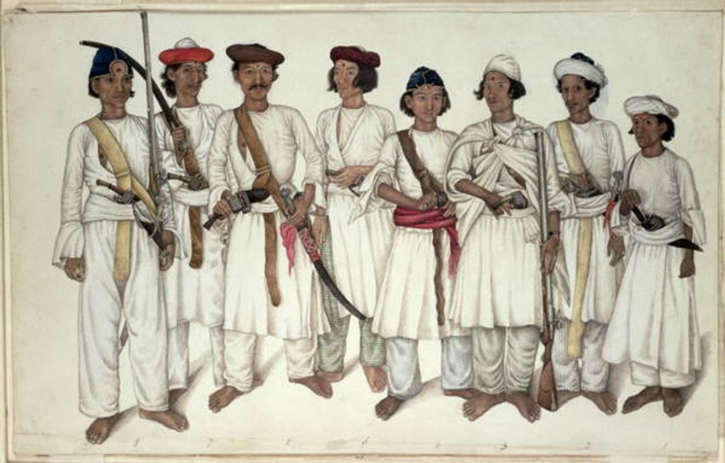 Detail of Eight Gurkhas, 1815 by Ghulam Ali Khan
