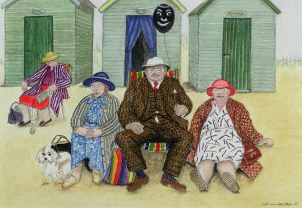 Detail of Three on a Beach by Gillian Lawson