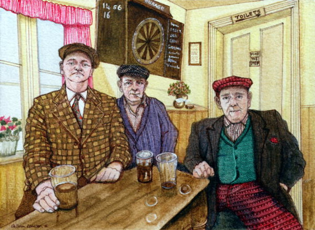 Detail of Three Men in a Pub, 1984 by Gillian Lawson