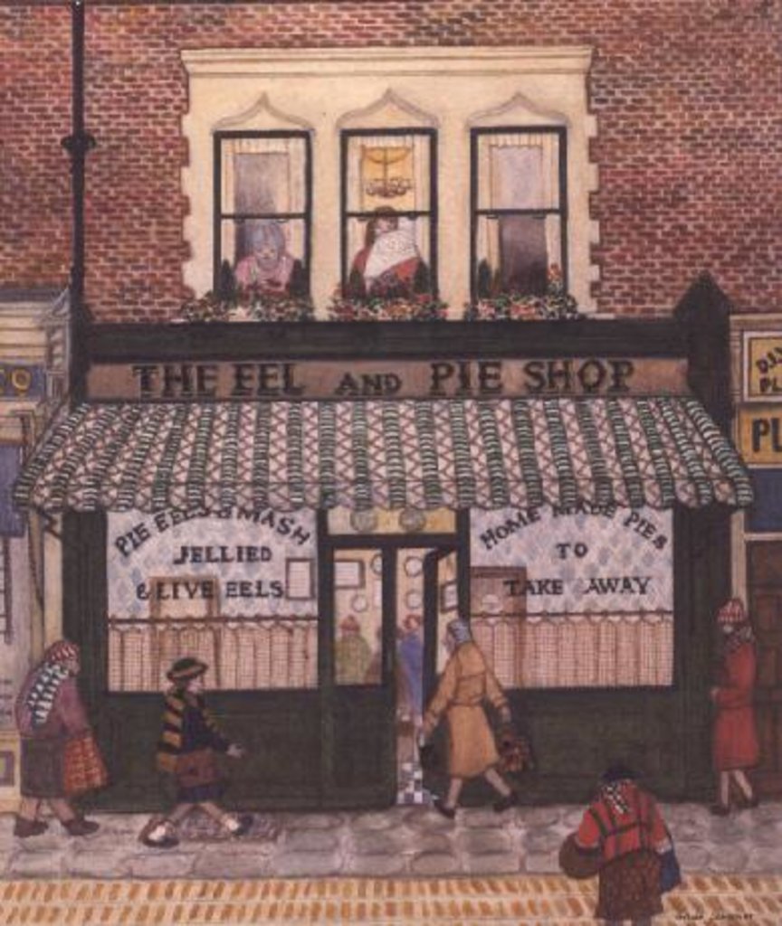 Detail of The Eel and Pie Shop by Gillian Lawson