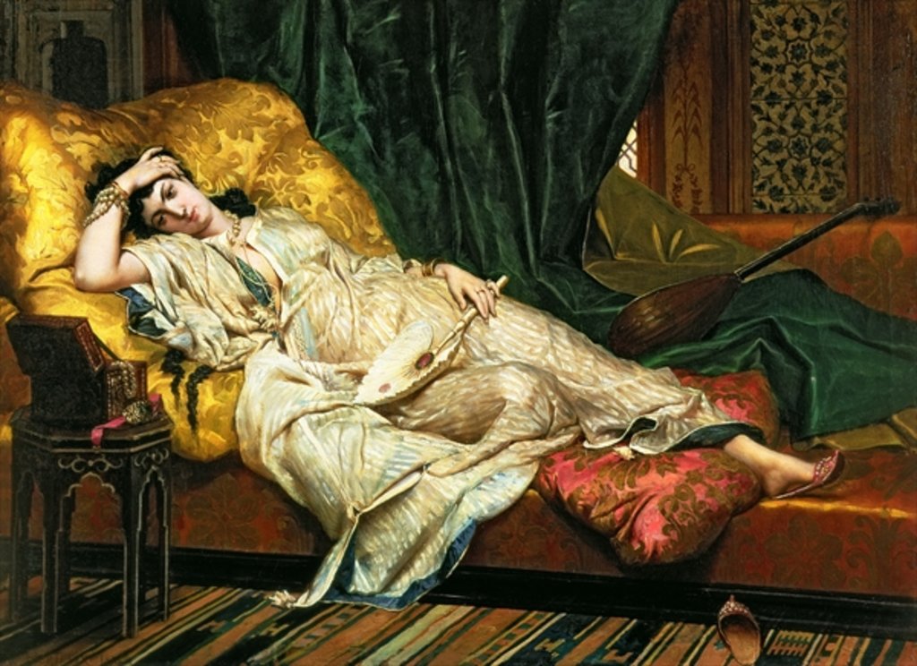 Detail of Odalisque with a Lute, 1876 by Hippolyte Berteaux