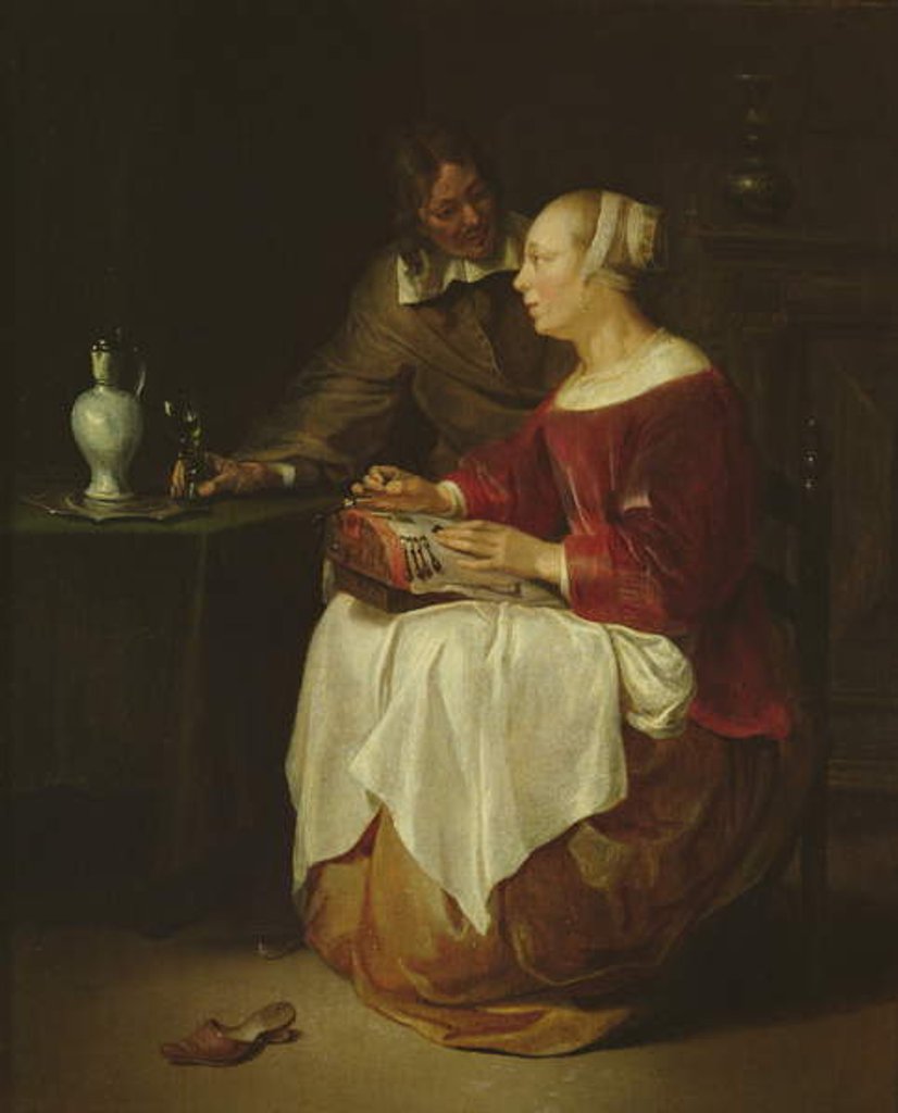 Detail of The Lacemaker by Gabriel Metsu