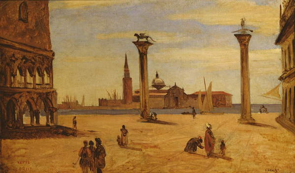 Detail of Piazzetta di San Marco, Venice, 1828-34 by Jean Baptiste Camille Corot