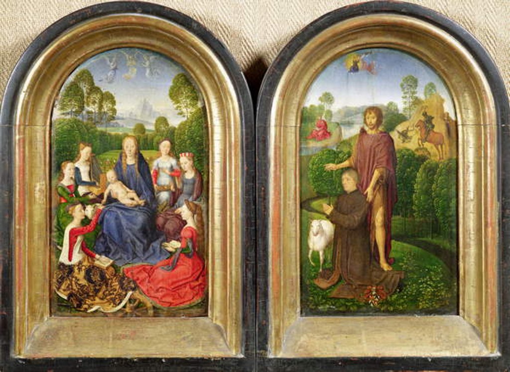 Detail of Diptych of Jean du Cellier: The Virgin and Child with Saints and the donor presented by St.John the Baptiste, c.1490 by Hans Memling