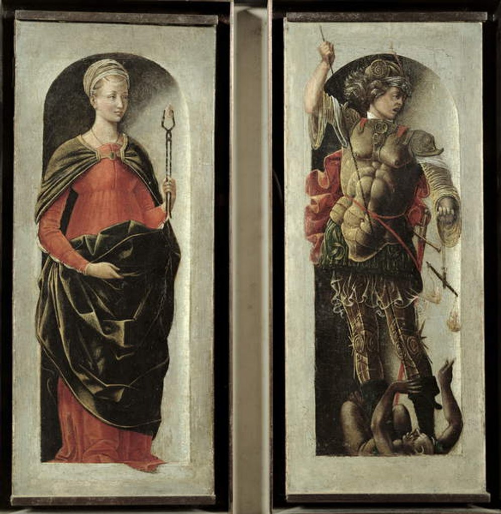 Detail of St. Apollonia and St. Michael, c.1473 by Ercole de Roberti