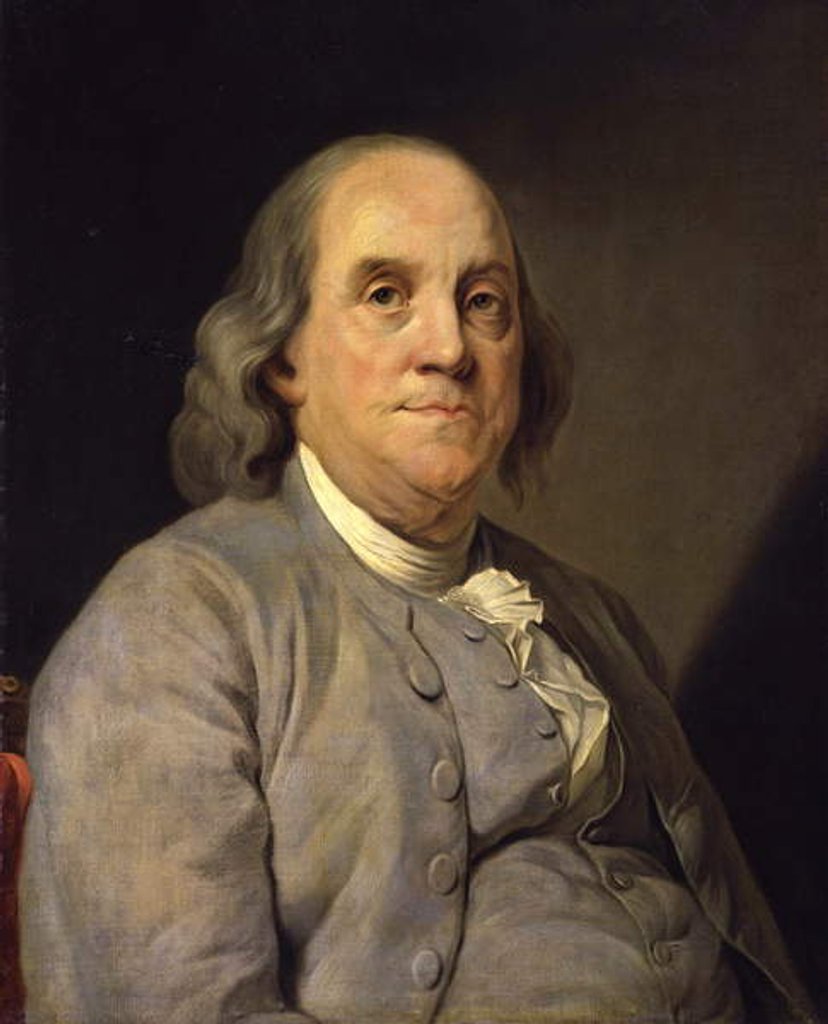 Detail of Portrait of Benjamin Franklin, 1783 by Joseph Siffred (after) Duplessis