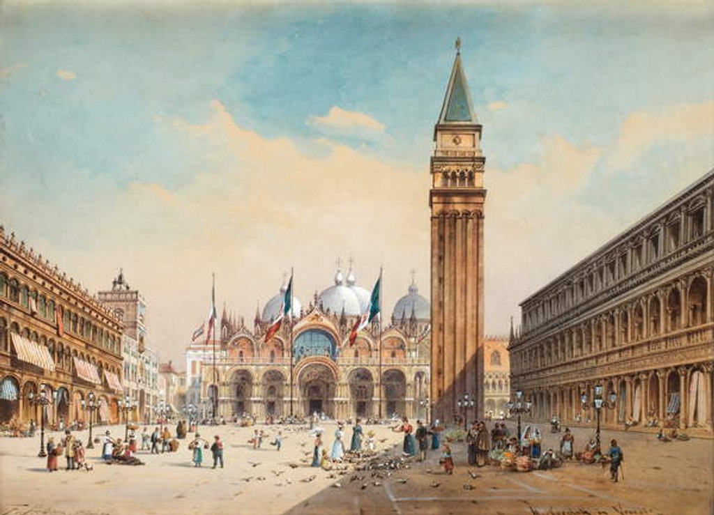 Detail of Piazza di San Marco, Venice by Friedrich Perlberg, 1875 by Friedrich Perlberg